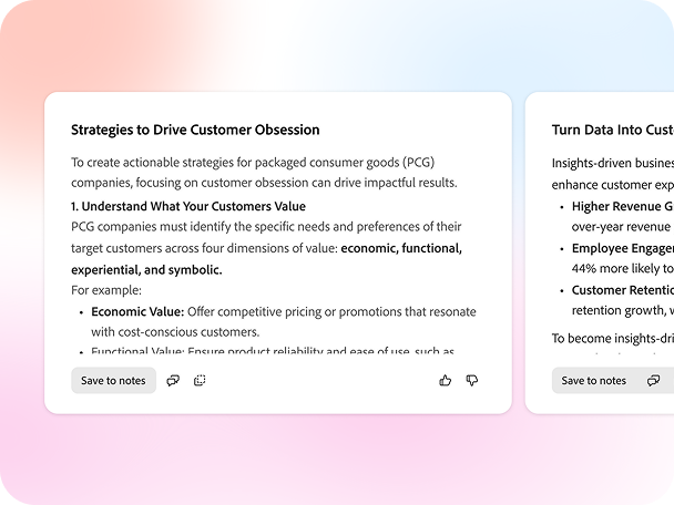 An AI-generated summary in a numbered list format with a button option to Save to notes.
