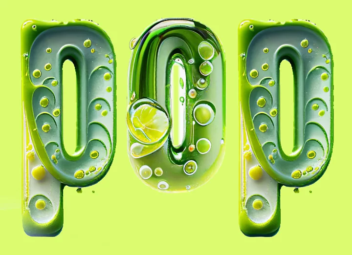 Teksteffect met dimensionale typografie van het woord POP met UI-elementen AI voor gameontwikkelaars