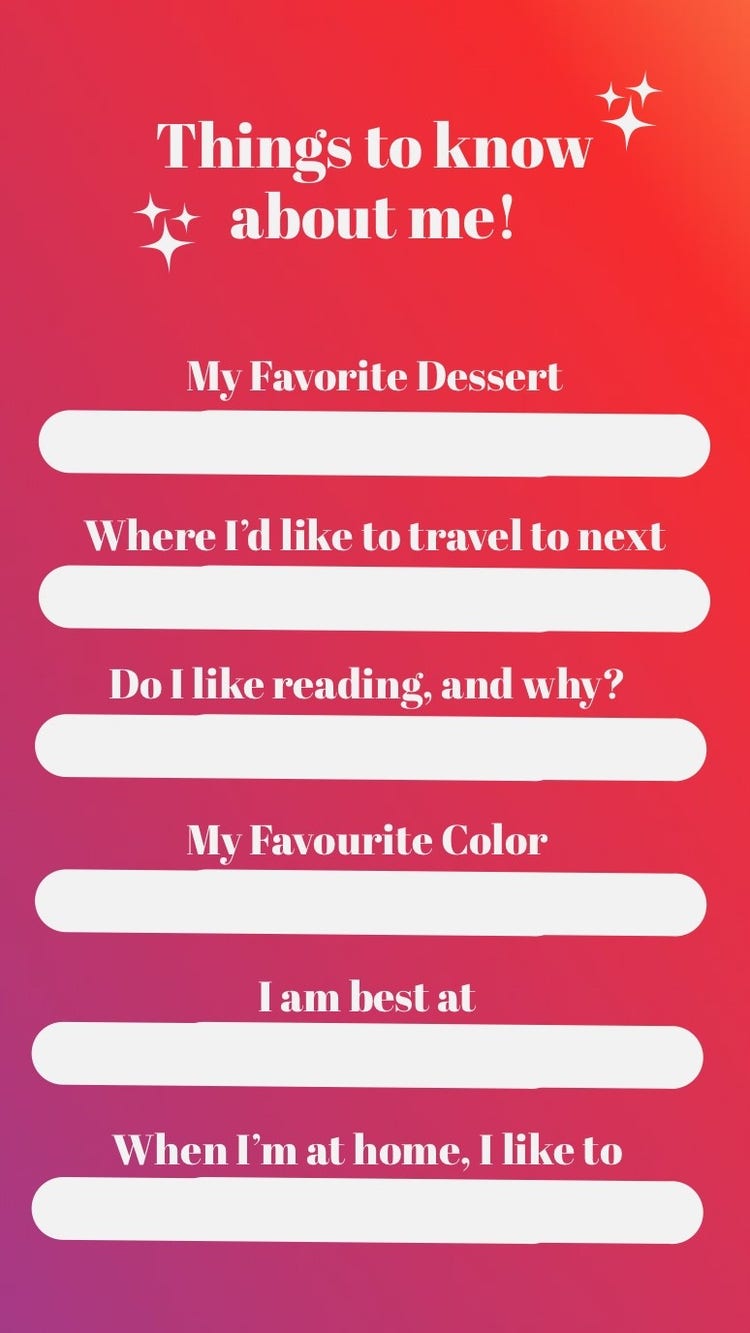 Red and Purple Gradient Favorites Interactive Instagram Story