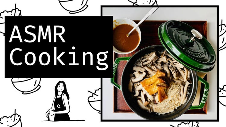Black and White cooking recipe ASMR youtube thumbnail by Tina Choi