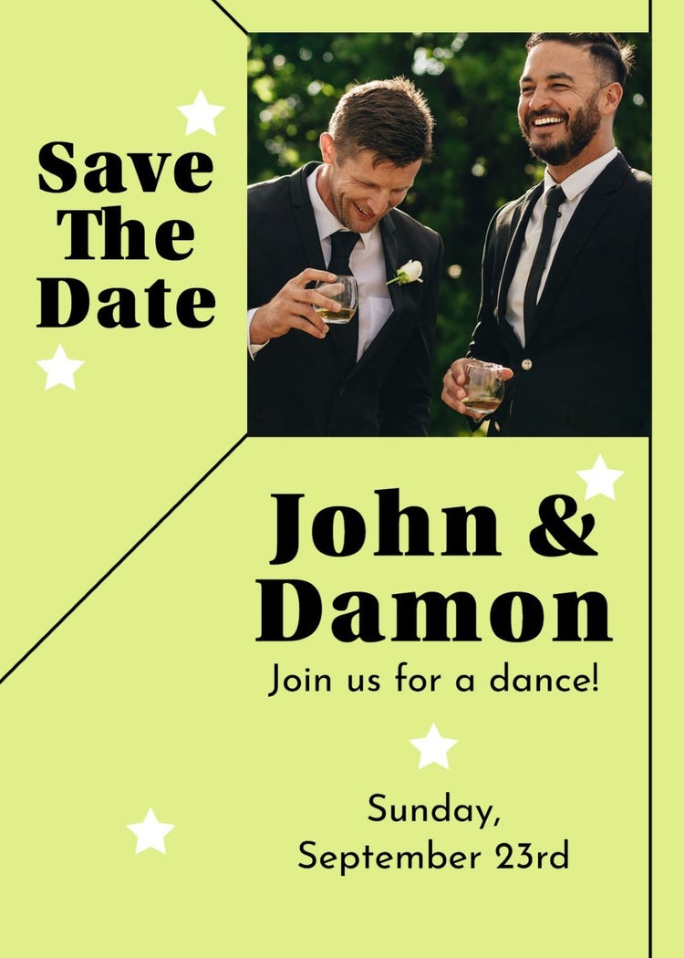 Green, Black and White Save the Date Card