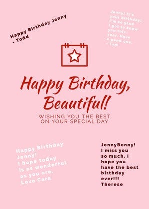 Pink Shareable Group Birthday Card Group Birthday Card