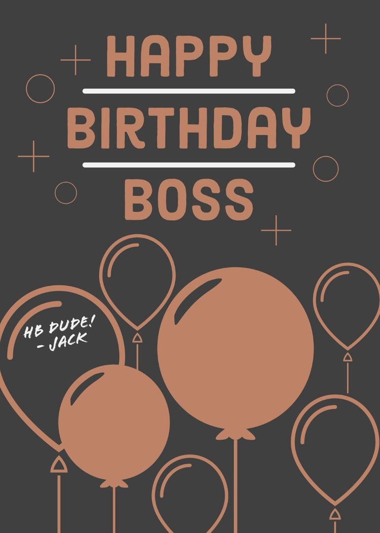 Black and Brown Balloon Icon Fill In Message Birthday Card