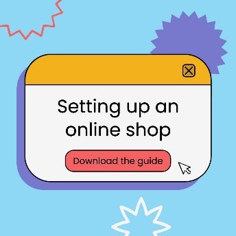 Blue White & Multicoloured Online Shop Guide Facebook Ad