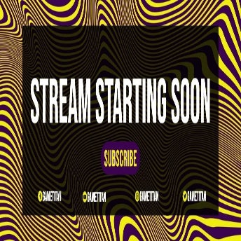 Trippy Yellow and Purple Starting Stream Soon Twitch Banner