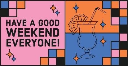 Orange, Pink and Blue Good Weekend Facebook Post