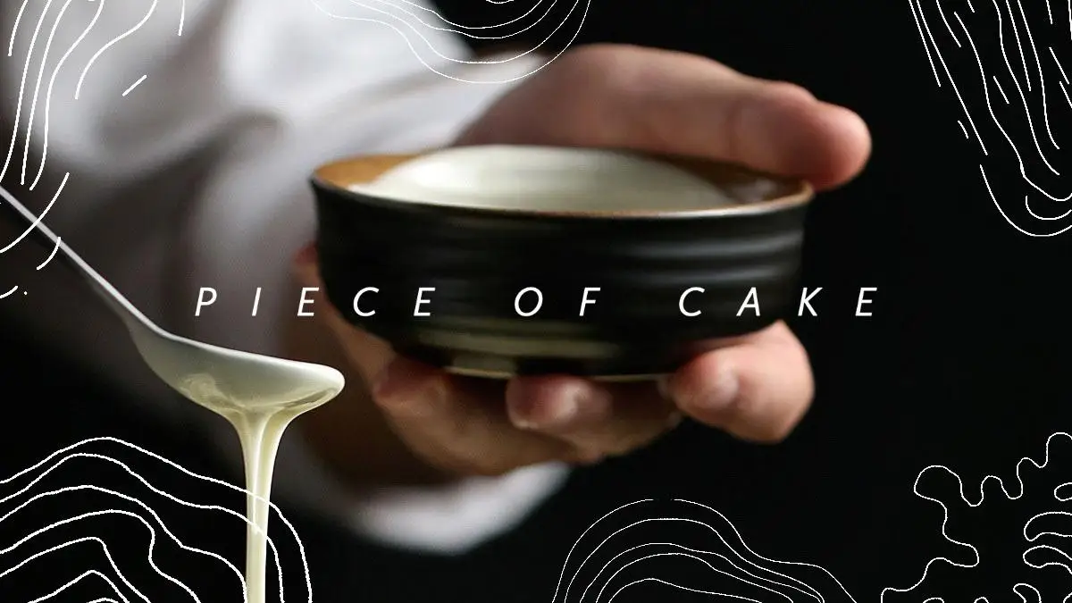 Black white chef baking piece of cake youtube channel art