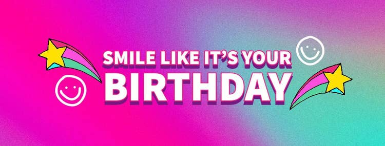 Pink and Green Gradient Smile Its Your Birthday Facebook Banner