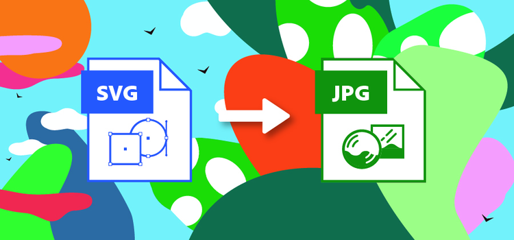Grafikk som viser et SVG-filikon og et JPG-filikon mot en fargerik bakgrunn.