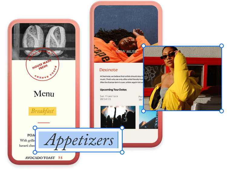 Two mobile devices with PDFs showing modifications being made: a text edit is being made to one and an image is being added to the other