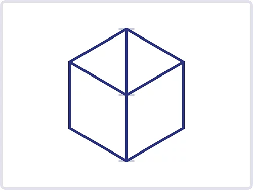 A horizontal diamond connected to the top of the original line connects to the others creating the cube top