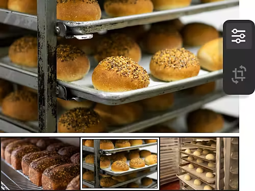 An example showing three different photos being adjusted at once.