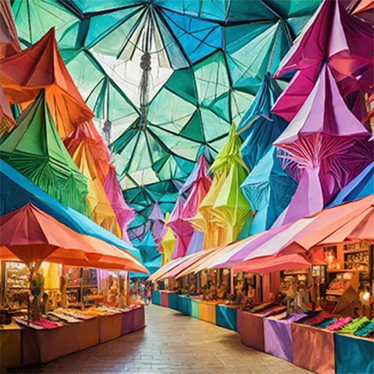 AI-generated na concept art ng isang artisan market gamit ang Adobe Firefly