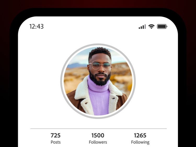 AI-generated headshot ng lalaki na nakalagay sa phone screen para gamitin bilang social media avatar niya