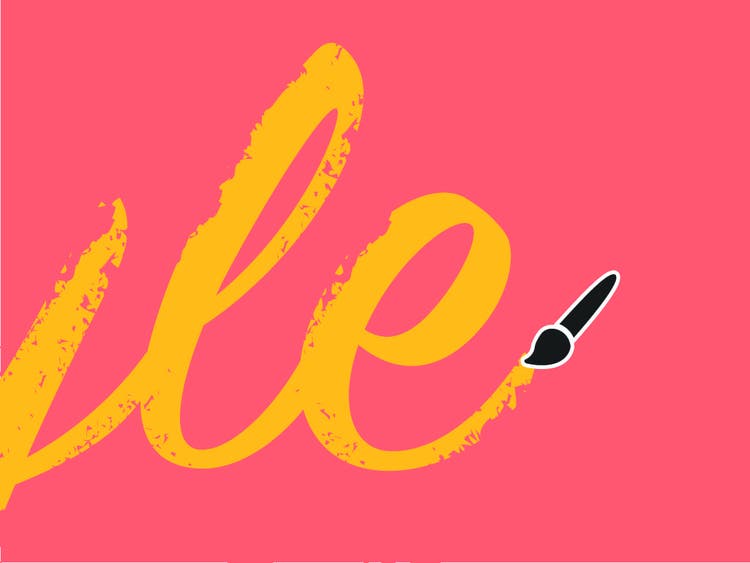 Isang vector brush na gumuguhit ng letrang 'e'