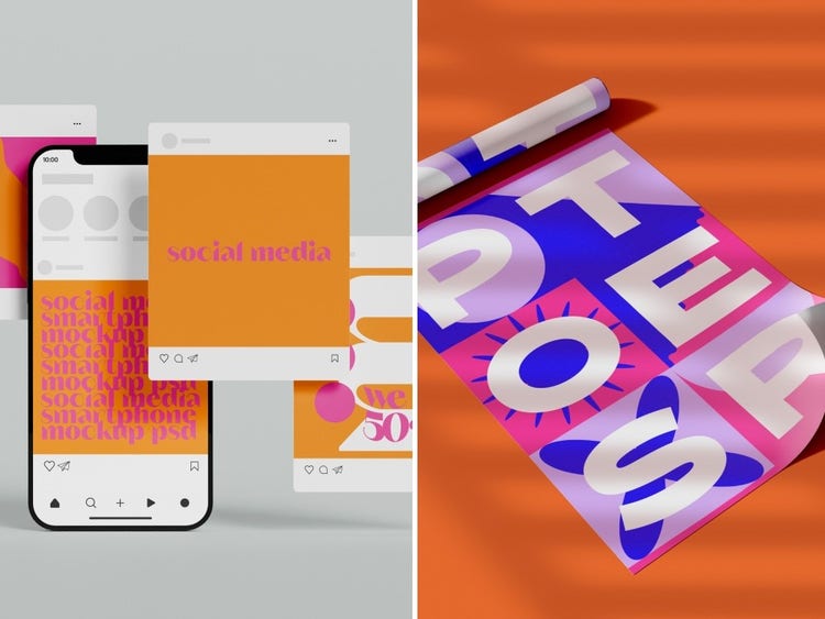 Makieta tekstu na telefonie i banerze reklamowym