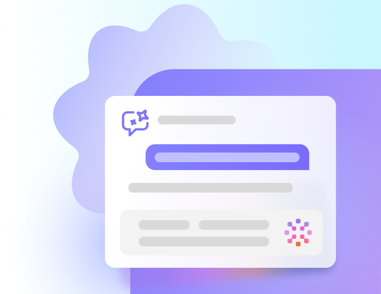 Ilustración en morado claro del Asistente de IA de Adobe Acrobat para chatear con documentos