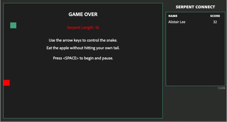 Serpent Connect Game Over