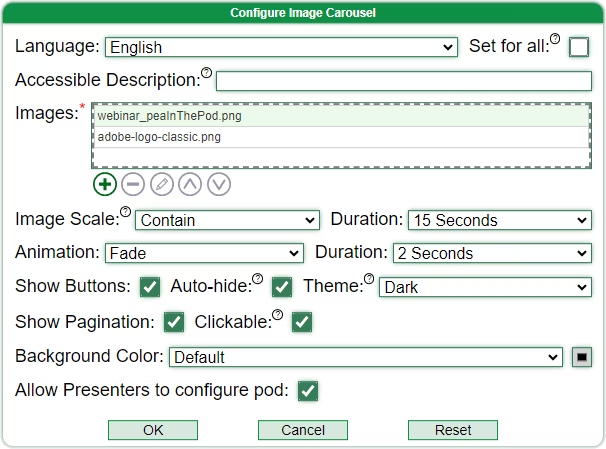 Configure screen