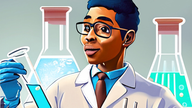 scientist in a lab coat holding a test tube