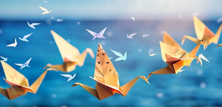 Paper Origami flying image generated by AI