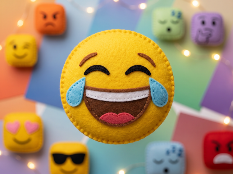 Single high-quality emoji with soft gradient color swatches and style variations blurred in background. Main emoji in sharp focus, polished professional finish. Warm lighting.