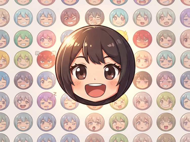 A collection of Anime emoji faces.
