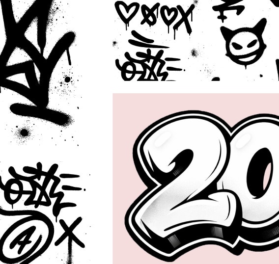 Several doodles made to look like they were done in spray paint, and "2026" in large print in a font inspired by graffiti.