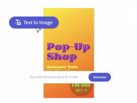 Text to Image in Adobe Express creating a Pop-Up Shop graphic