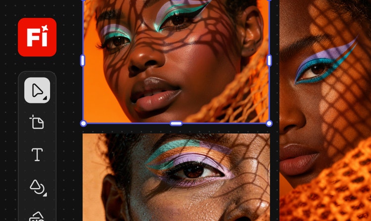 Firefly interface displaying multiple beauty portrait variations with editing tools and crop controls. The workspace demonstrates moving seamlessly between AI models and Adobe creative tools to refine images within a single professional workflow.