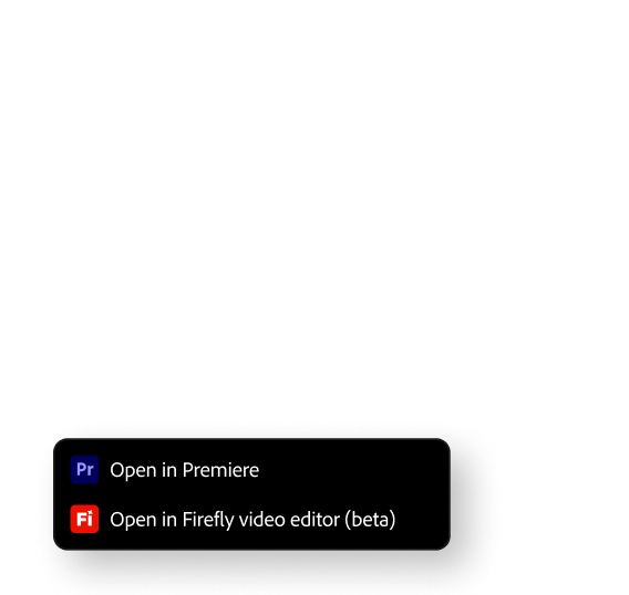 https://main--cc--adobecom.aem.live/cc-shared/assets/firefly/video/luma-ai/media_1ec5b6bc282666bcb70b3ef77ac2236a1bed12de8.mp4#_autoplay | Firefly interface displaying a modern living room video with options to open the project in Firefly or Adobe Premiere Pro. The workflow illustrates moving AI-generated content seamlessly into professional editing applications for further refinement.