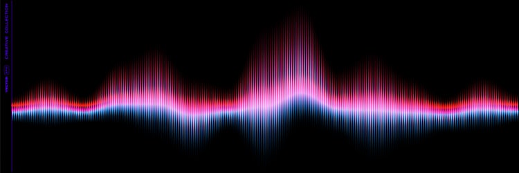 Firefly interface displaying an AI voice generation workspace with a text script, selectable voice profiles, and a Generate button. A colorful audio waveform spans the background, illustrating the creation of realistic AI voiceovers with multiple voice and language options.