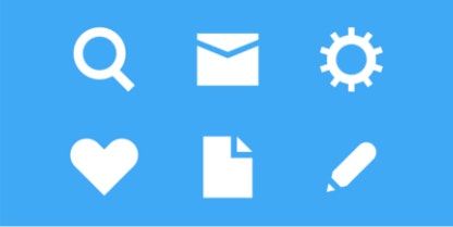 Simple white icon set against a blue background