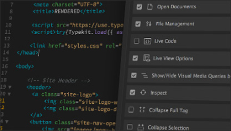 a sample image of code and a menu to workspace tools