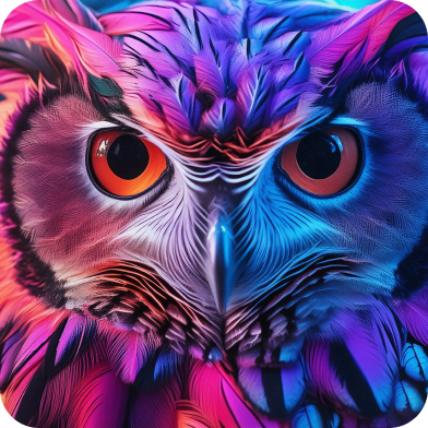 AI generated image of an owl looking at the camera