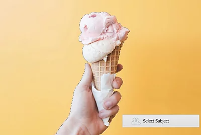 Selected Subject: Hand holding an ice cream cone