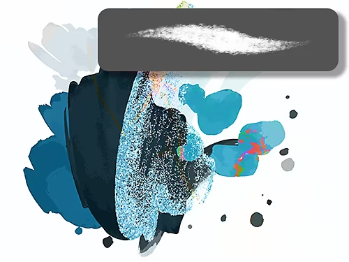 Layered watercolor brushstrokes with different textures and opacities in many different shades of blue.