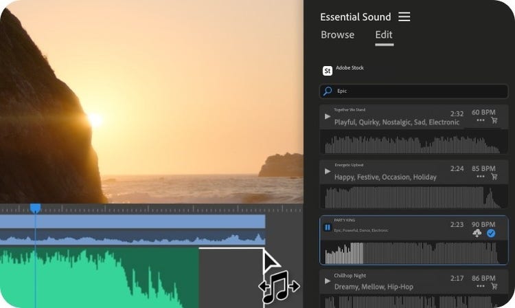 Sync music to edited clips.