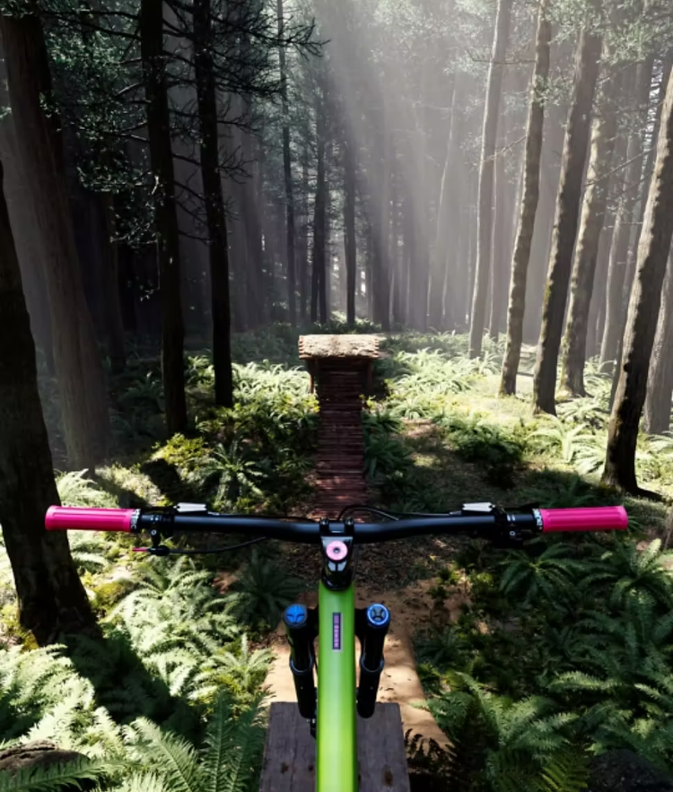 3D rendering of a mountain bike scene