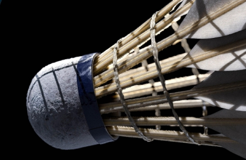 closeup of a birdie used for badminton