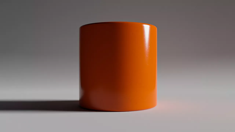 reflective 3D model of a cylinder showcasing 3D lighting effects