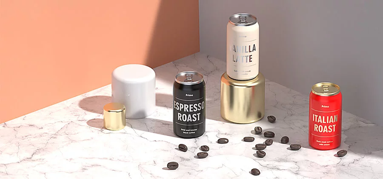 3D product models of various branded canned coffee products