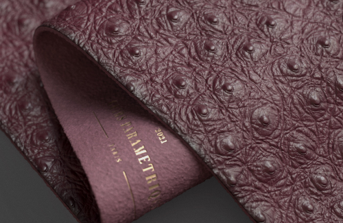 a render of burgundy ostrich leather