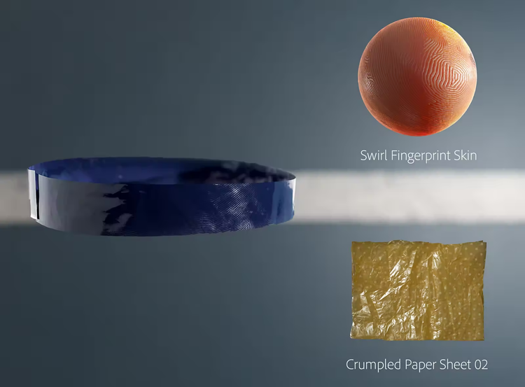 3D fingerprint texture and 3D crumpled paper texture