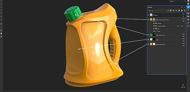 3D design of a juice container.