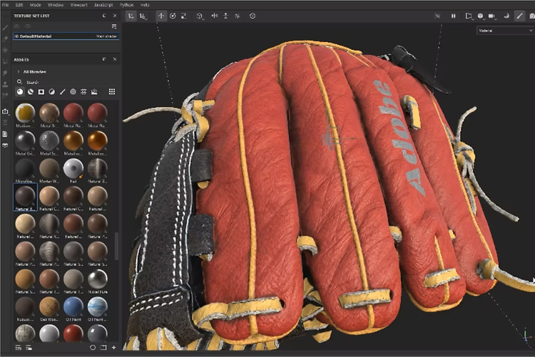baseball glove 3D model in 3D art tool