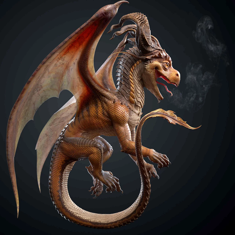 3D dragon asset made with Substance 3D Painter