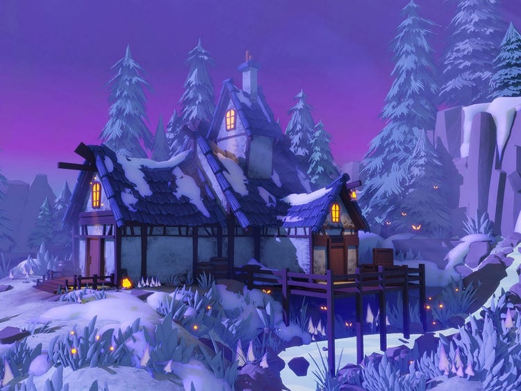 3D cartoon house rendering modeled & textured with Adobe Substance 3D.