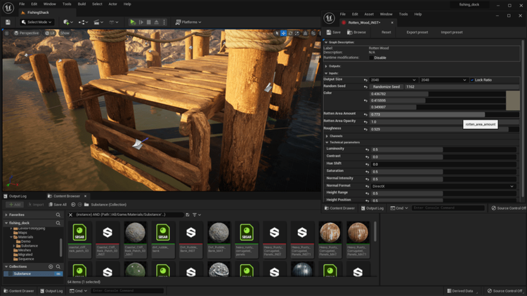 screenshot of Substance 3D assets, accessible directly in Unreal