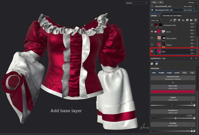 screenshot of editing a blouse in the Marvelous editor
